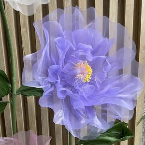Fiore di papavero grande in organza in piedi, papaveri, fiore di organza oversize, fiore di papavero grande con stelo