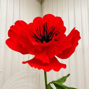 Giant Red Paper Flower | Large Handmade Poppy | Wedding Backdrop | Oversized Floral Decor | Event Decoration | Photo Booth Prop