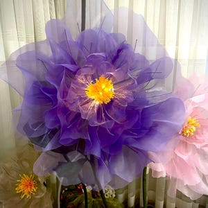 Stunning Floral with Lights, Organza Flower Backdrop, Stunning Event Decor with LED Lighting, Large Floral Window Display for Weddings