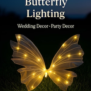 Ali di fata luminose, grandi ali di farfalla in tulle con LED, dimensioni personalizzate - Matrimoni, feste in giardino, camerette, servizi fotografici, decorazioni magiche