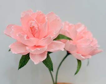 Handcrafted Crepe Paper Peony | Wedding & Home Decor