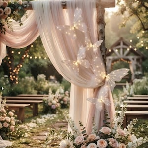 Riesige LED 3D Schmetterlinge Hochzeit Hintergrund, Tüll Feenflügel für Photo Booth, große leuchtende Schmetterling Wanddekoration, Brauttischdekoration