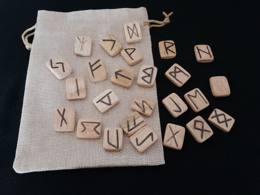 Set of Wooden Runes Made of Natural Oak - 25 Pcs. Handmade. Runic ...
