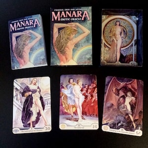 Carte dei Tarocchi Manara Erotic Oracle. 35 carte grandi con disegni erotici in una scatola regalo. Strumento magico per la divinazione + regalo a sorpresa