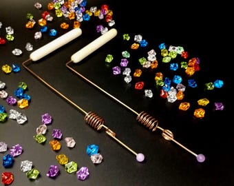 Amethyst Tipped Dowsing Rods: Copper Divining Tool Set