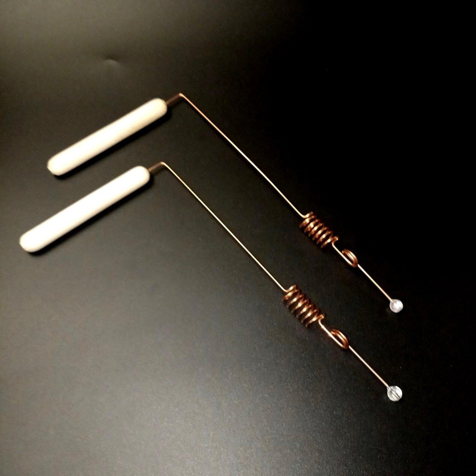 Dowsing Rods Handle Dowsing Rods Set: Copper-coated, Rock Crystal Tips, Wooden Handles - Etsy