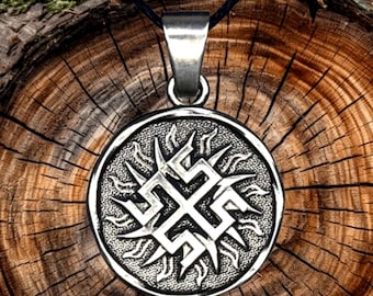 Slavic Bogovnik Amulet Pendant, Steel Talisman for Strength & Energy