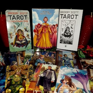 Tarot Deck von dem Astrologen, Numerologen und Tarotleser Gregory Scott und dem Illustrator David Corsi / 78 Karten mit Anleitung + Überraschungsgeschenk