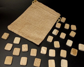 25 wooden oak blanks for applying Viking runes or other magical symbols | A set for creativity in a textile bag. Made in Ukraine + a gift