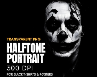Halftone Portrait – 300 DPI Transparent PNG | For Black T-Shirts & Posters Vol.1