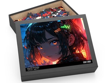 Beste anime-puzzel!!! (120, 252 of 500 stuks) Legpuzzel, Cyberpunk Vision, Retro Neon Aesthetic, Perfect cadeau voor manga- en puzzelliefhebbers.