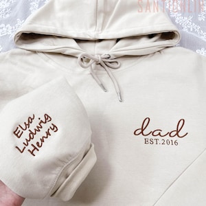 Custom Embroidered Dad Est Sweatshirt With Name, Father Gift, New Dad Gift, Father’s Day Hoodie, Baby Announcement