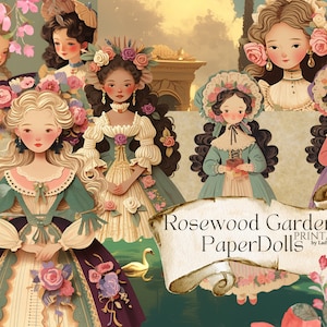 Kit di bambole di carta da giardino in palissandro Kit stampabile di carta Diario spazzatura Tagliato Bambole Pacchetto Forniture per diario Collage Regalo di bambola con taglio pignolo e stravagante