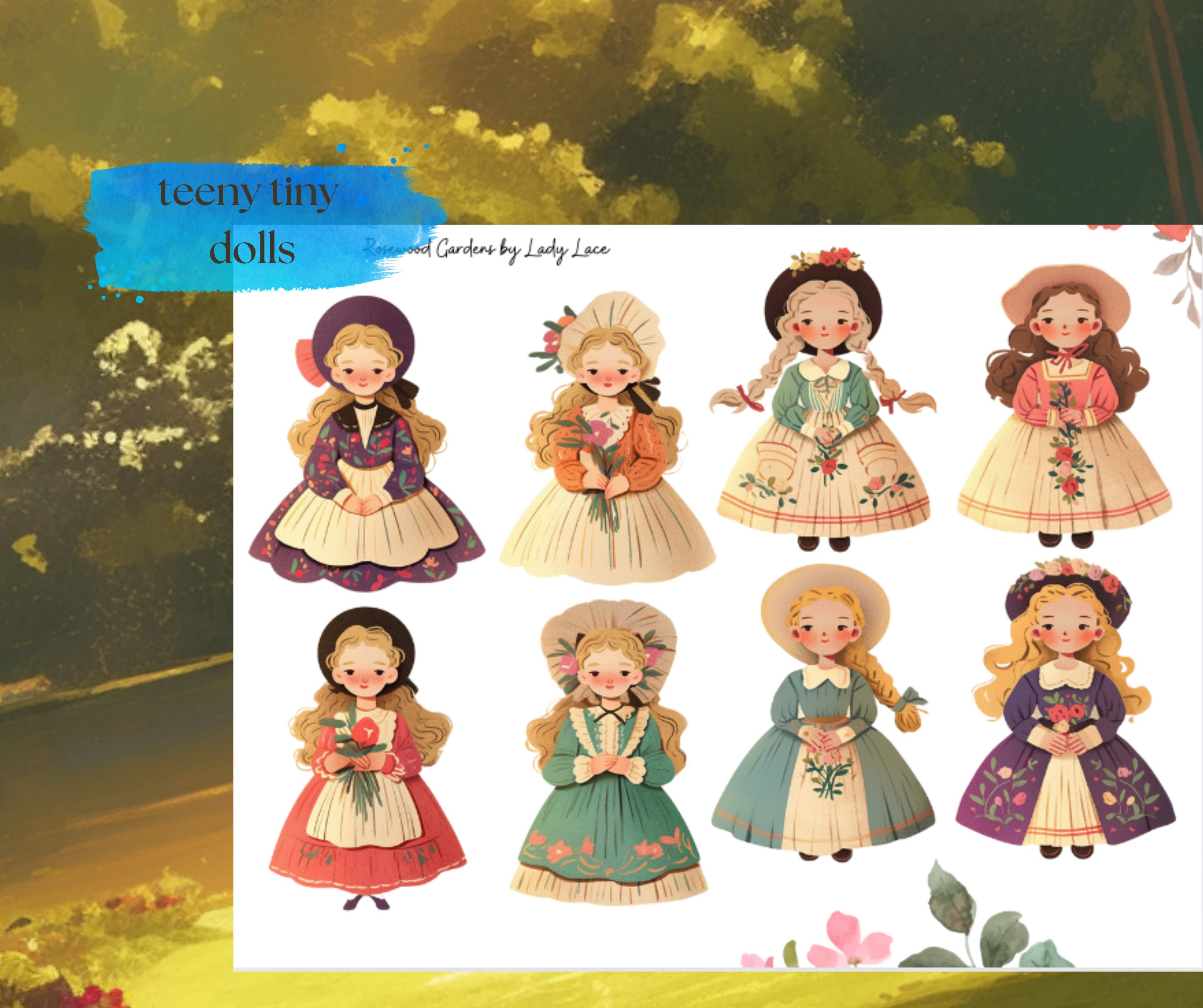Rosewood Garden Paper Dolls Kit Paper Printable Kit Junk Journal Cut ...