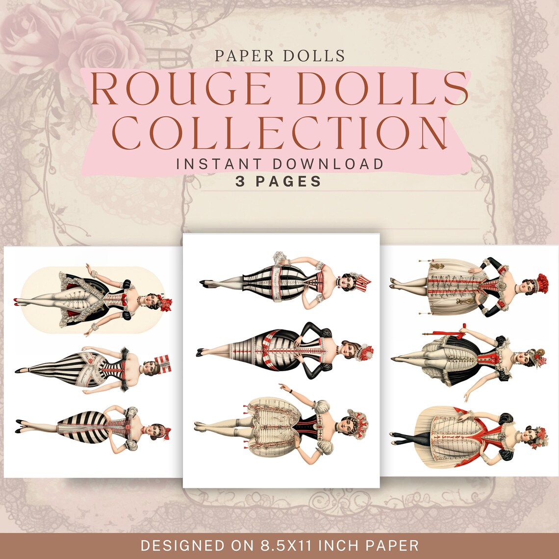 Paper Dolls Kit Junk Journal Ephemera Victorian Elegant Digital ...