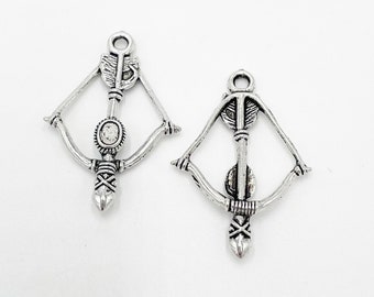 Bow and Arrow Charm, Archery Charm, Hunting Charm, Diana Charm, Artemis Pendant, Jewelry Making Supplies, Birthday Gift for Hunting Woman