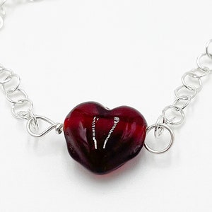 Red Heart Necklace, Minimalist Necklace Silver or Gold for Women, Valentines Day Gift, Galentines Day Gift, 3rd Anniversary Gift Wife, Teen