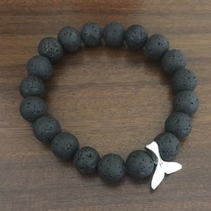 Whale Tail Bracelet, Lava Bracelet for Women, Aromatherapy Diffuser Jewelry, Root Chakra Bracelet, Best Friend Birthday Gift for Her, Beach
