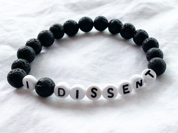 I Dissent Bracelet, Black Lava Bracelet, Unisex Gift, Best Friend Birthday Gift for Her, Unique Gift for Women Who Has Everything, RBG Quote