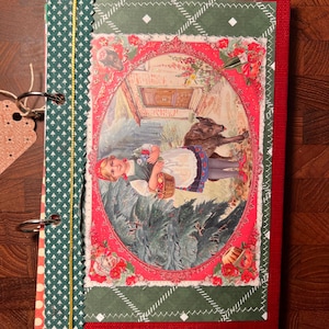 Rustic Christmas Holiday Junk Journal, Handmade Ephemera Journal