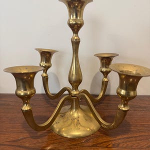 Vintage Four Arm Brass 5 candles Candelabra