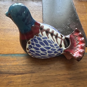 Beautiful Mexican made pottery hand painted bird figurine