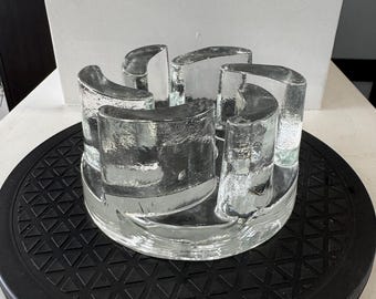 Vintage Georgshütte "Brutalist" glazen kaars/theelichtjeswarmer uit de jaren 70