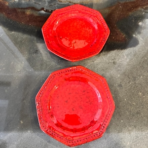 Assiettes vintage motif chou rouge village paysan (2)