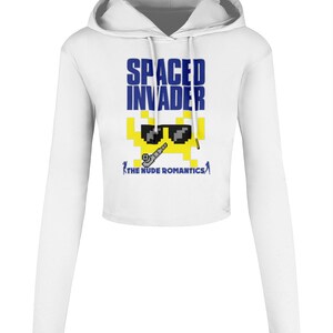 SPACED INVADER Kurz geschnittenes Kapuzen-T-Shirt für Damen Bild 1