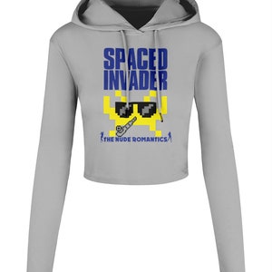 SPACED INVADER Kurz geschnittenes Kapuzen-T-Shirt für Damen Bild 4