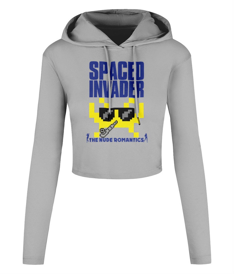 SPACED INVADER Kurz geschnittenes Kapuzen-T-Shirt für Damen Bild 4