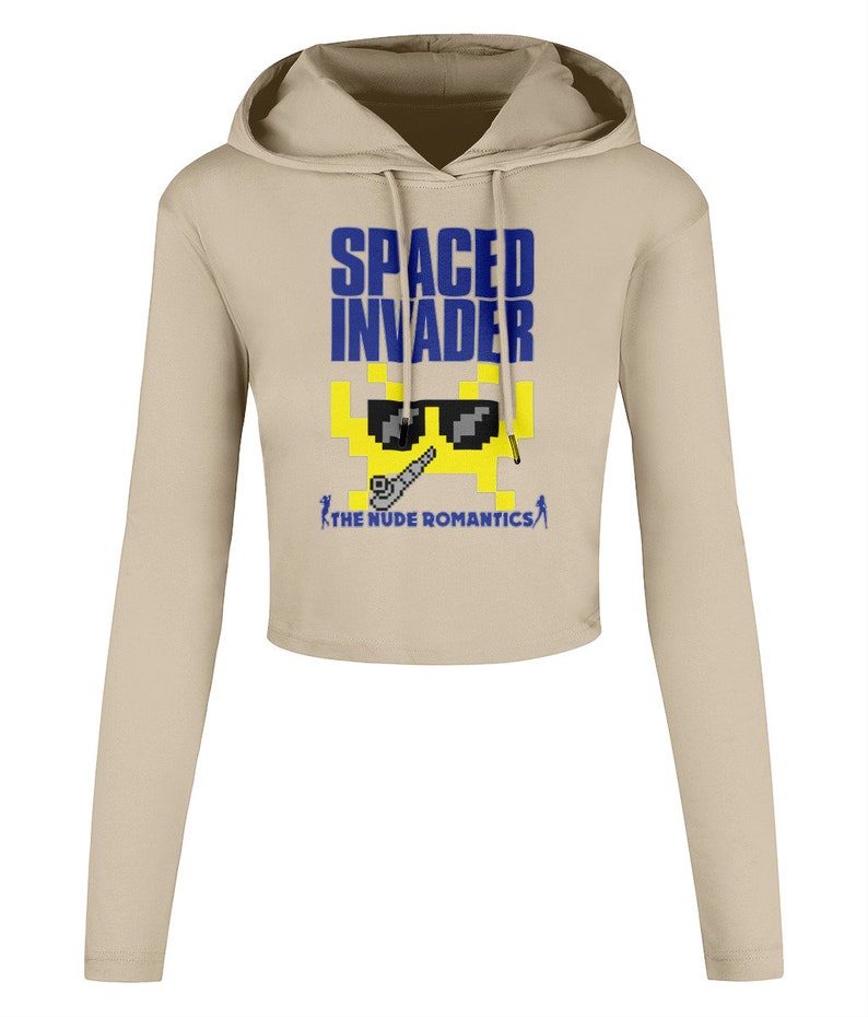 SPACED INVADER Kurz geschnittenes Kapuzen-T-Shirt für Damen Bild 3