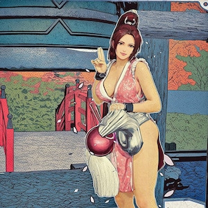 Mai Shiranui Art Ukiyo-e Style Poster ( King of Fighters , Dead or Alive  , Street Fighter 6 ) Print 20x28&quot; / 50x70cm