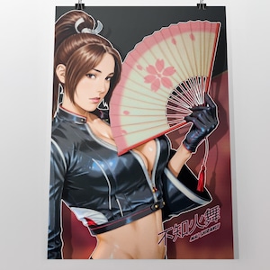 Stampa poster di Mai Shiranui / Arte del gioco SNK di King of Fighters / Decorazione murale moderna di Kunoichi / Regalo per fan di Fatal Fury per lui / Arte pin-up di un giocatore