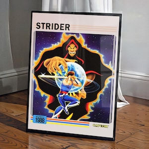 Strider Hiryu Arcade Poster Print – Capcom 80s Sci-Fi & Sega Genesis Minimalist Game Art