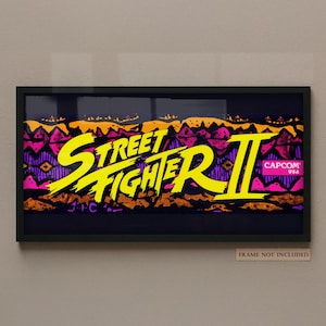10x20" Street Fighter II Logo Poster | Neon Arcade Marquee Style Capcom Wall Art Banner Print