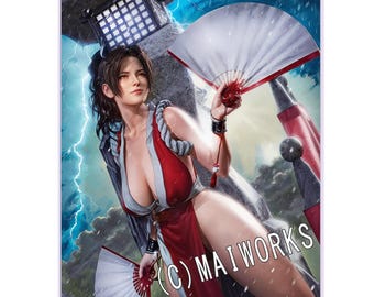 Mai Shiranui | Training in Rain Print | King of Fighters & Dead or Alive Videogame fan art Poster | 20x28&quot; / 50x70 cm