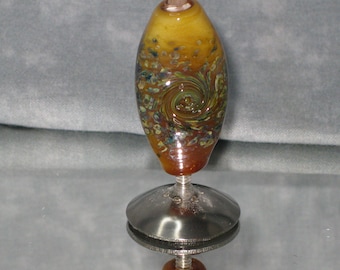 Golden Topaz Raku Lampwork Glass  Bead - 3516