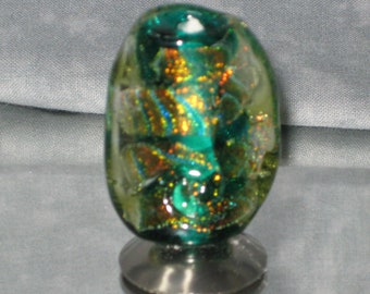 Emerald green Dicroic Focal Lampwork glass bead - 3526