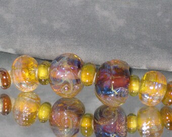 Silvered Dichroic Topaz Spacer Lampwork Beads - 3545