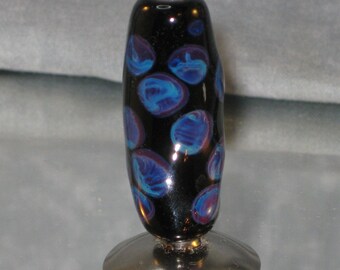 Black Tie Die Lampwork Glass  Bead - 3364