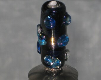 Blue Raindrop Lampwork Glass  Bead - 3362