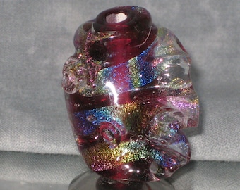 Cranberry Purple Dicroic Focal Lampwork glass bead - 3551