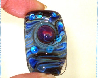 Royal Blue Silvered Focal Lampwork bead - 2425