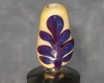 Blue-Purple Fern Silver Striking Focal Lampwork bead - 3363