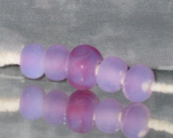 Purple Violet Beach Glass Lampwork Bead Set- 3569