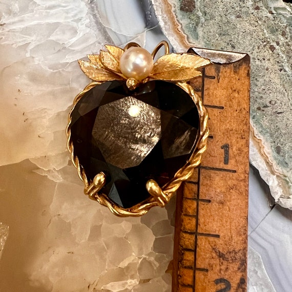 14K Yellow Gold and Smokey Topaz with Pearl Heart… - image 4