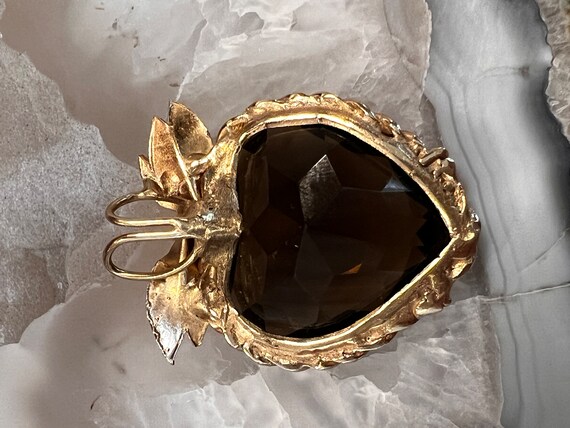 14K Yellow Gold and Smokey Topaz with Pearl Heart… - image 3