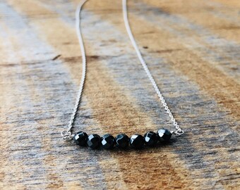 Black Hematite  Minimalist Necklace/Bar Necklace/Layering/Petite/Sterling Silver/14K Gold Filled/Dainty Necklace