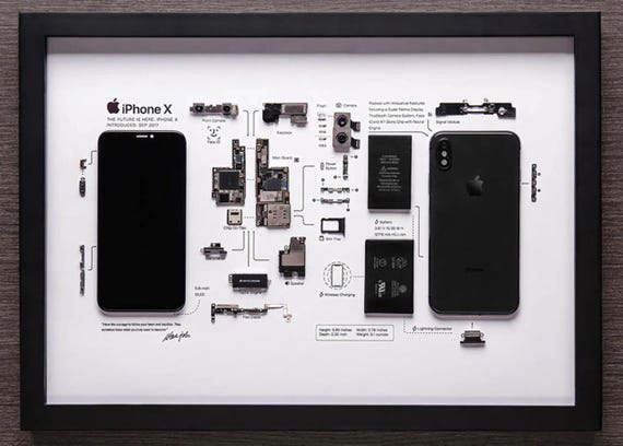 Handmade iPhone X Disassembled Apple Art - White - Perfect Gift